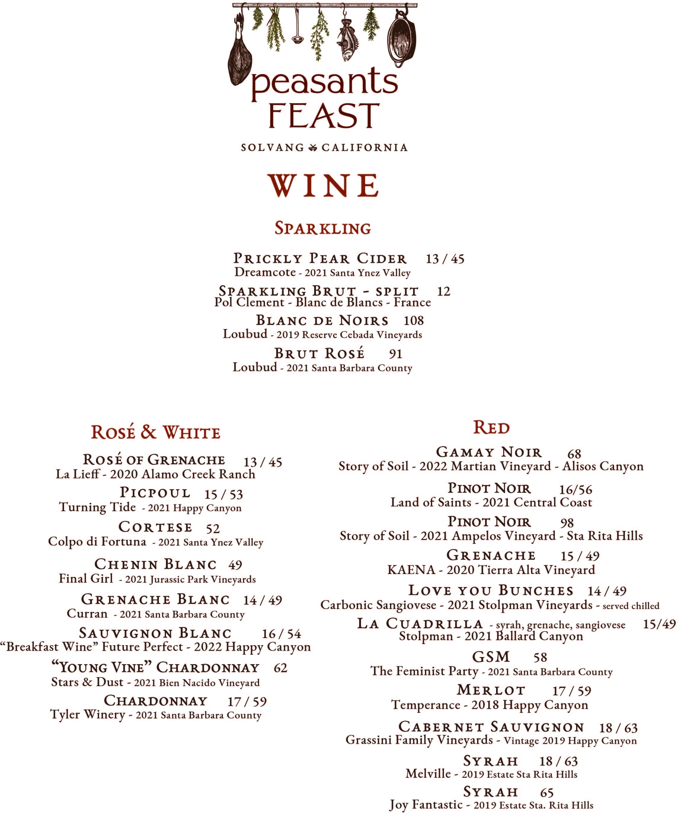 wine menu