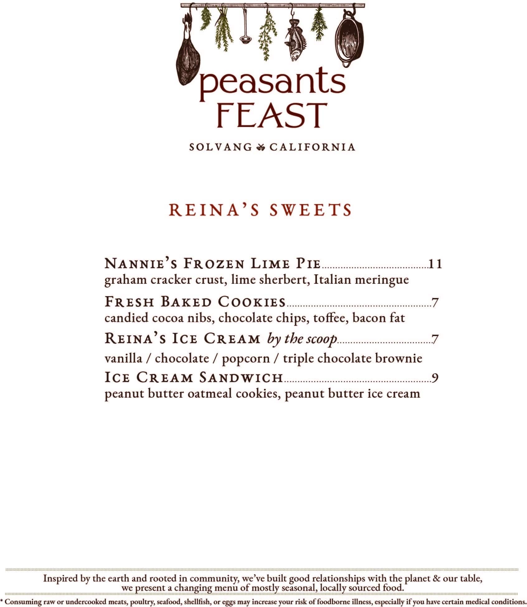 dessert menu